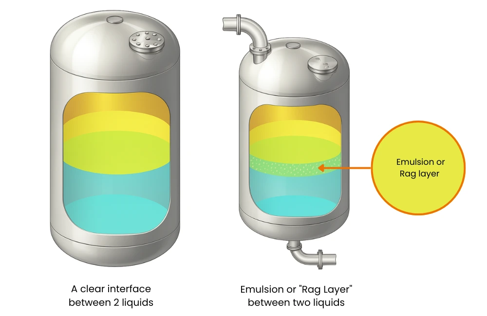 emulsion or rag layer between two liquids