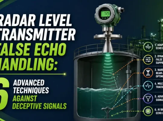 Radar level transmitter false echo handling